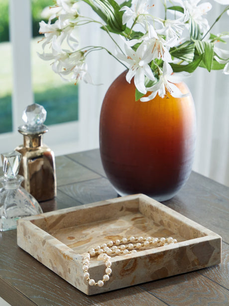 Edurton Light Beige Marble Tray set of 2 front view