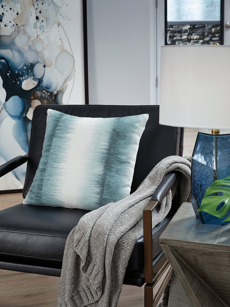 Elonwich teal and white striped pillow front view