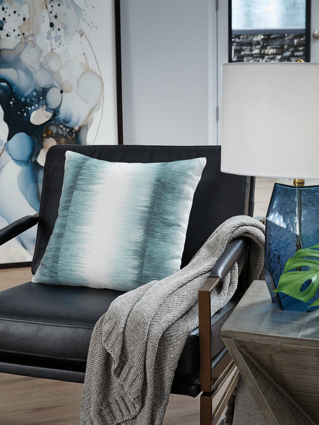 Elonwich teal and white striped pillow front view