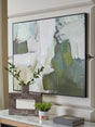 Vinick Green Gray White abstract wall art front view