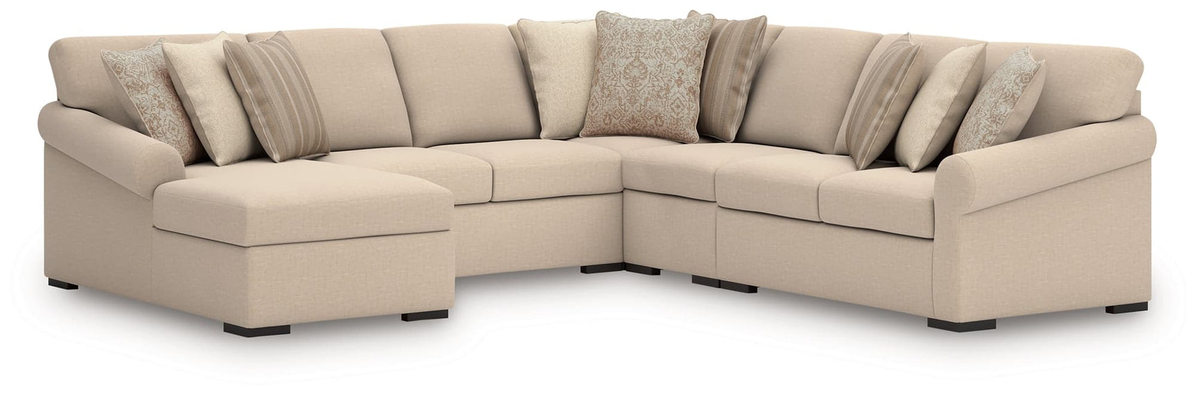 LadyMae 5-piece sectional with chaise in twill performance fabric main view