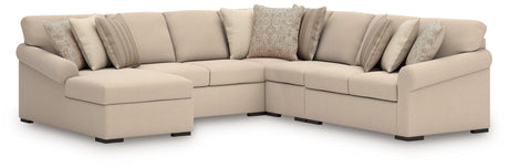 LadyMae 5-piece sectional with chaise in twill performance fabric main view