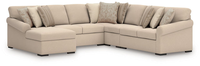 LadyMae 5-piece sectional with chaise in twill performance fabric main view