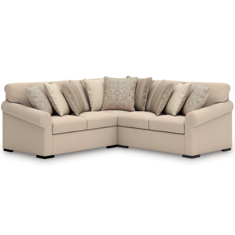 front view of LadyMae 3-piece sectional sofa in Twill fabric