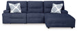 Acklen Place navy power reclining sectional, angled view