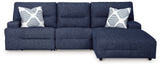 Acklen Place navy power reclining sectional, angled view