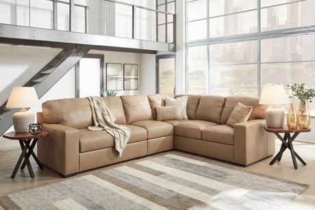Bandon Toffee Leather 3-Piece Sectional Sofa main view