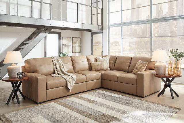 Bandon Toffee Leather 3-Piece Sectional Sofa main view