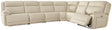 Double Deal Almond leather reclining sectional front view
