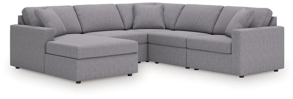 Modmax 5-piece sectional sofa with chaise in granite fabric front view