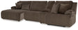 Top Tier Chocolate Velvet 4-Piece Reclining Sectional with Chaise front view