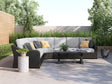 Beachcroft 5-Piece Outdoor Sectional with black frame and light gray cushions front angle