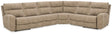 Next-Gen DuraPella sand microfiber 6-piece power reclining sectional front view