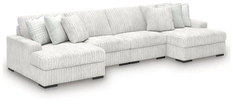 Stupendous Alloy Velvet 4-Piece Sectional with Double Chaise main front view