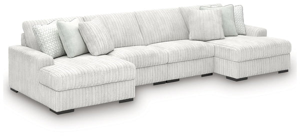 Stupendous Alloy Velvet 4-Piece Sectional with Double Chaise main front view