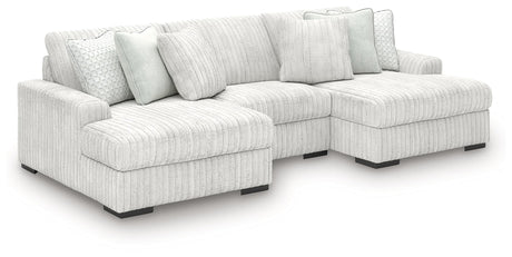 Front view of Stupendous Alloy Velvet 3-Piece Sectional Sofa with Double Chaise