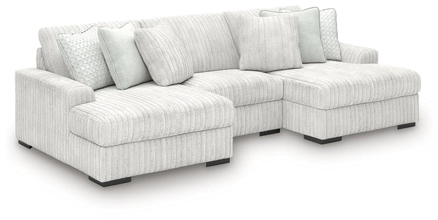 Front view of Stupendous Alloy Velvet 3-Piece Sectional Sofa with Double Chaise