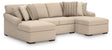 LadyMae 3-piece sectional sofa with chaise in twill performance fabric, front view