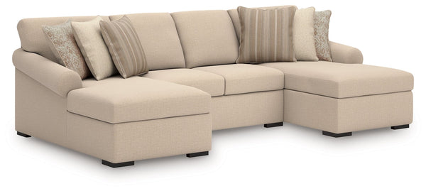 LadyMae 3-piece sectional sofa with chaise in twill performance fabric, front view