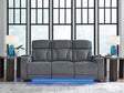 Studio Cave steel performance fabric power reclining sofa front view