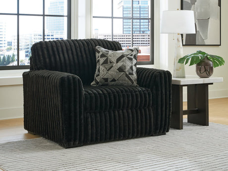 Midnight-Madness Onyx Velvet Oversized Chair front angle