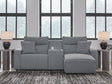 Modmax Salt and Pepper 3-Piece Power Reclining Sectional with Chaise front view