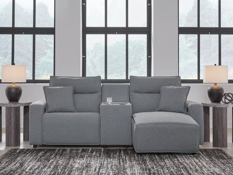 Modmax Salt and Pepper 3-Piece Power Reclining Sectional with Chaise front view
