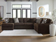 Midnight-Madness Chocolate Velvet 4-Piece Sectional Sofa with Chaise, main view