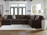 Midnight-Madness Chocolate Velvet 4-Piece Sectional Sofa with Chaise, main view