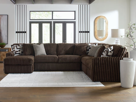 Midnight-Madness Chocolate Velvet 4-Piece Sectional Sofa with Chaise, main view