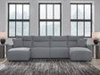 Modmax Salt and Pepper power reclining sectional with chaise, front view