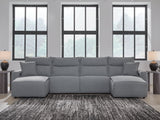 Modmax Salt and Pepper power reclining sectional with chaise, front view