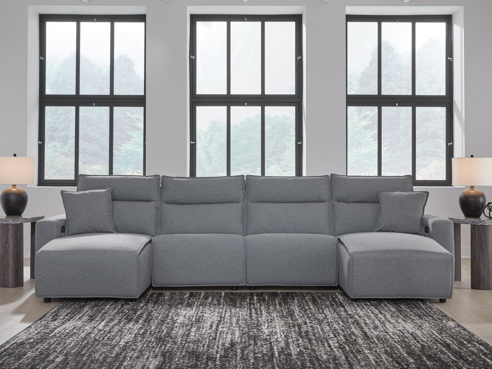 Modmax Salt and Pepper power reclining sectional with chaise, front view