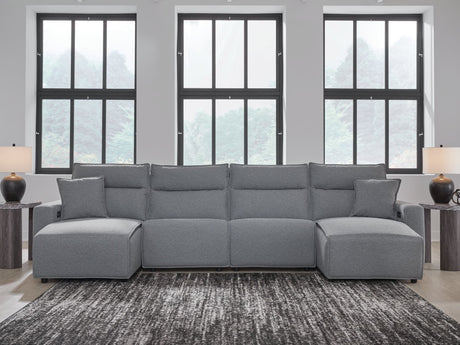 Modmax Salt and Pepper power reclining sectional with chaise, front view