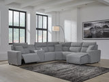 Modmax Salt and Pepper Next-Gen Nuvella™ 6-Piece Power Reclining Sectional, front angled view