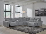 Modmax Salt and Pepper 6-Piece Power Reclining Sectional with Chaise front view