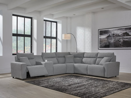 Modmax Salt and Pepper 6-Piece Power Reclining Sectional with Console, front angle