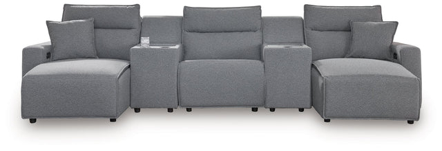 Modmax salt and pepper 5-piece power reclining sectional with chaise - front view