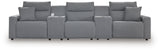 Modmax Salt and Pepper Next-Gen Nuvella™ 5-Piece Power Reclining Sectional front angle