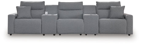 Modmax Salt and Pepper Next-Gen Nuvella™ 5-Piece Power Reclining Sectional front angle