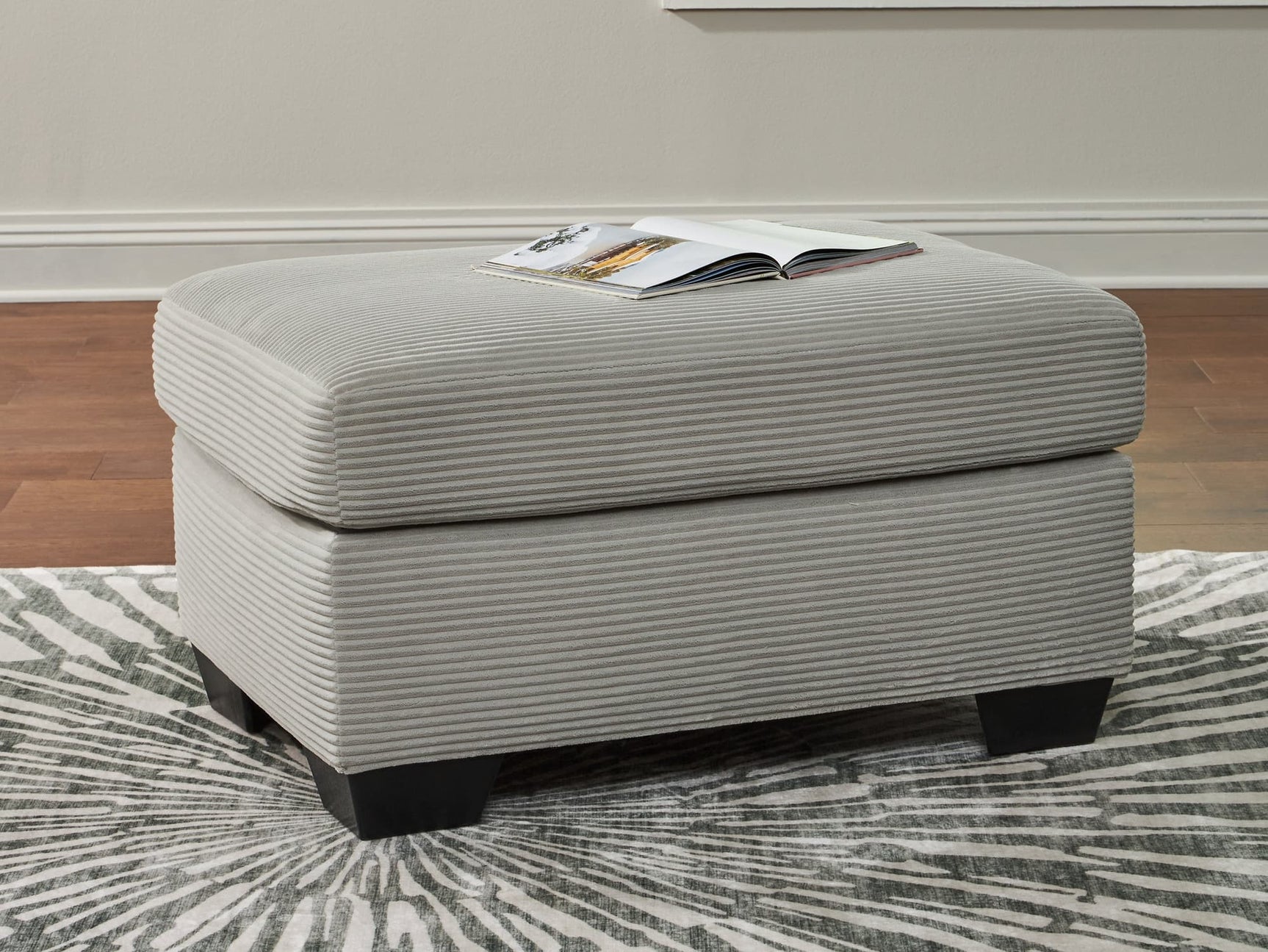 Greenbriar Smoke Velvet Ottoman front view