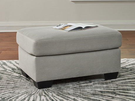 Greenbriar Smoke Velvet Ottoman front view