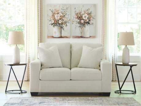 Greenbriar Ivory Velvet Loveseat front angle view