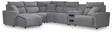 ModMax II Salt and Pepper 6-Piece Reclining Sectional with Chaise and Audio Console front view