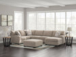 main view of Seyler Lane Hemp Chenille 3-Piece Sectional with Chaise sectional sofa