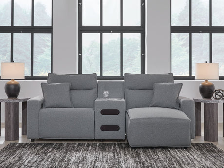 ModMax II 3-Piece Power Reclining Sectional in Salt and Pepper, front angle view