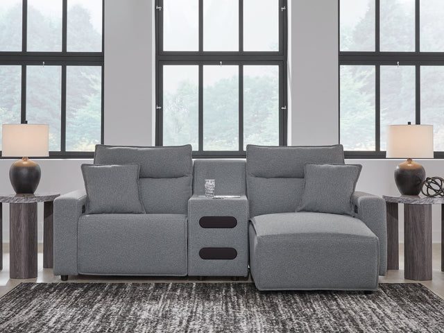 ModMax II 3-Piece Power Reclining Sectional in Salt and Pepper, front angle view