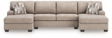 Main view of Seyler Lane Hemp Chenille 3-Piece Sectional with Double Chaise sofa