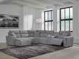 ModMax II Salt and Pepper Next-Gen Nuvella™ 6-Piece Power Reclining Sectional with Chaise front view
