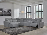 ModMax II Salt and Pepper Next-Gen Nuvella™ 6-Piece Power Reclining Sectional with Chaise front view
